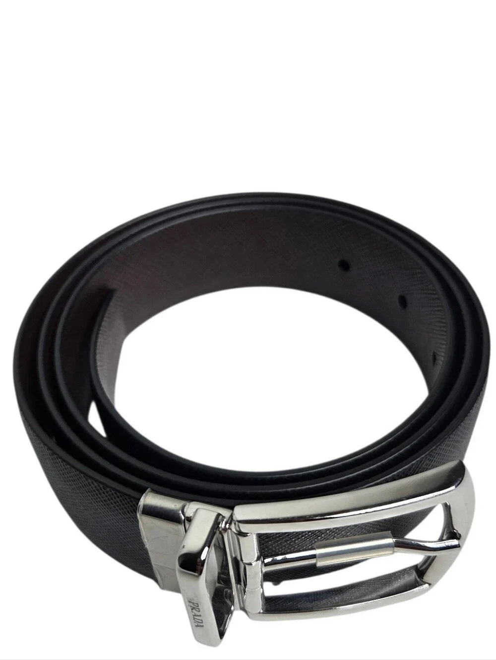 Prada Saffiano Reversible Leather Belt - Black/Brown